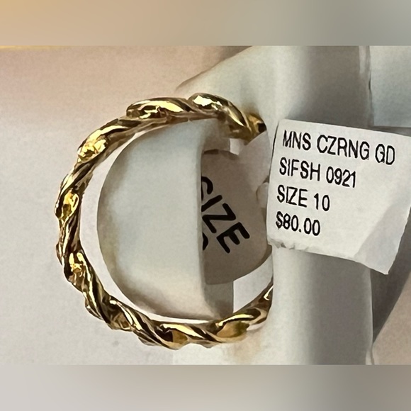 Cuban Link Ring; Size 10; 14k GF with VVS CZs - Picture 2 of 4